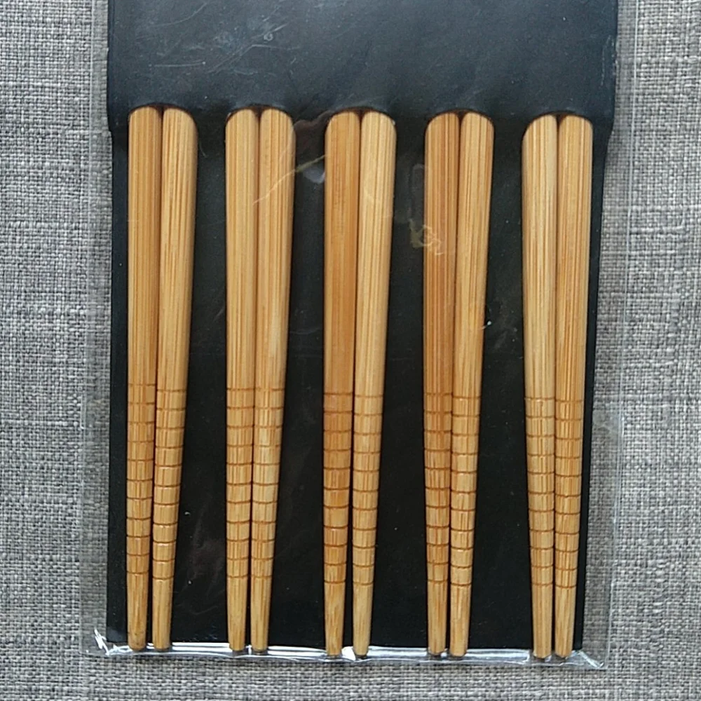 Set of 4 Pair Bamboo Chopsticks Wood New